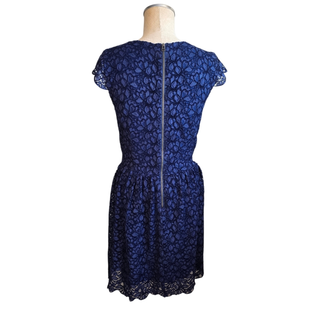 Talula Lace Fit & Flare Dress Navy Blue Cap Sleeve Sz 10 - Picture 5 of 10